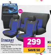 Stingray Rallysport 6 Piece Car Seat Cover Set Or 4 Piece Classic Car Mat Set-Per Set