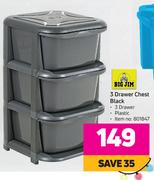 Big Jim 3 Drawer Chest Black