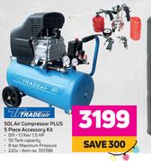 Tradeair 50L Air Compressor Plus 5 Piece Accessory Kit