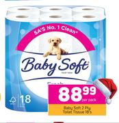 Baby Soft 2 Ply Toilet Tissue-18's Per Pack