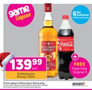 Buffelsfotein Brandy 750ml Plus Free Coca-Cola Original 1Ltr