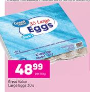 Great Value Large Eggs-30's Per Tray