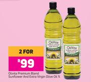 Olivita Premium Blend Sunflower & Extra Virgin Olive Oil-For 2 x 1Ltr