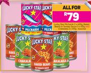 Lucky Star Pilchards 2 x 400g,Baked Beans In Tomato Sauce 3 x 410g & Chakalaka 2 x 410g-For All