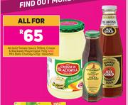 All Gold Tomato Sauce 700ml,Crosse & Blackwell Mayonnaise 750g & Mrs Balls Chutney 470g-For All