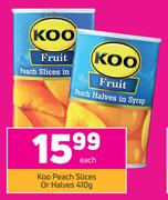 Koo Peach Slices Or Halves-410g Each