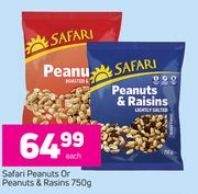 Safari Peanuts Or Peanuts & Raisins-750g Each