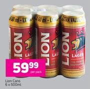 Lion Cans-6 x 500ml Per Pack