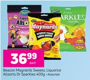Beacon Maynards Sweets, Liquorice Allsorts Or Sparkles Assorted-400g Each
