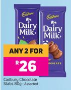 Cadbury Chocolate Slabs Assorted-For Any 2 x 80g