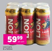 Lion Cans-6 x 500ml Per Pack