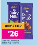 Cadbury Chocolate Slabs Assorted-For Any 2 x 80g