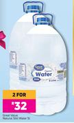 Great Value Natural Still Water-For 2 x 5Ltr