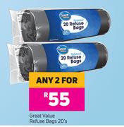 Great Value Refuse Bags-For Any 2 x 20's
