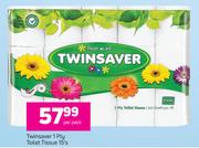 Twinsaver 1 Ply Toilet Tissue-15's Per Pack