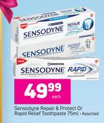 Sensodyne Repair & Protect Or Rapid Relief Toothpaste Assorted-75ml Each