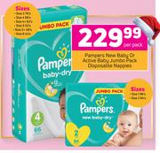 Pampers New baby Or Active Baby Jumbo Pack Disposable Nappies-Per Pack