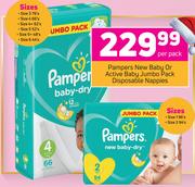Pampers New Baby Or Active Baby Jumbo Pack Disposable Nappies-Per Pack