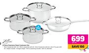 Zellini 8 Piece Stainless Steel Cookware Set-Per Set
