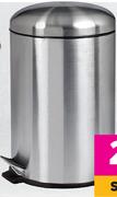 Mainstays 30Ltr Stainless Steel Dome Lid Pedal Bin
