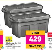 Big Jim 160Ltr Storage Box With Wheels Black-For 2
