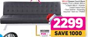 Bella Sleeper Couch Black H77cm x W180cm x D88cm