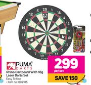 Puma Darts Rhino Dartboard With 18g Laser Darts Set-Per Set
