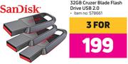 Sandisk 32GB Cruzer Blade Flash Drive USB 2.0-For 3