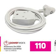 Power Worx 5m X10A Extension Cord White