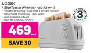 Logik 4 Slice Toaster White RSH-080473-WHT