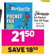 Butterfly A4 Pocket File 30 Pages