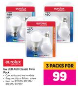 Eurolux 6W LED A60 Classic Twin Pack-For 3 Packs