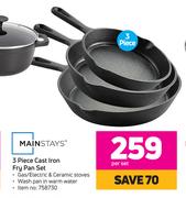 Mainstays 3 Piece Cast Iron Fry Pan Set-Per Set