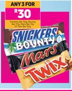 Snickers Bar 50g,Bounty Bar 57g,Mars Bar 51g Or Twix Bar 50g-For Any 3