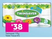 Twinsaver 1 Ply Toilet Tissue-8's Per Pack