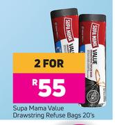 Supa Mama Value Drawstring Refuse Bags-For 2 x 20's