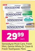 Sensodyne Multi care, Fresh Mint, Gentle White Or Clean & Fresh Toothpaste-75ml Each