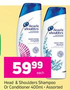 Head & Shoulders Shampoo Or Conditioner Assorted-400ml Each