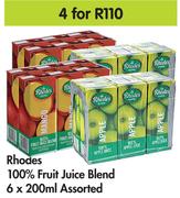 Rhodes 100% Fruit Juice Blend  Assorted-For 4 x 6 x 200ml