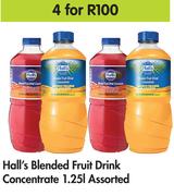 Hall's Blended Fruit Drink Concentrate Assorted-For 4 x 1.25Ltr