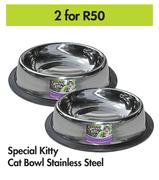 Special Kitty Cat Bowl Stainless Steel-For 2