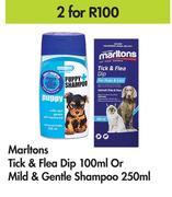 Marltons Tick & Flea Dip 100ml Or Mild & Gentle Shampoo 250ml-For 2