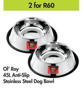 Ol'Roy 45L Anti Slip Stainless Steel Dog Bowl-For 2
