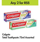 Colgate Total Toothpaste Assorted-For Any 2 x 75ml