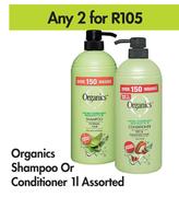 Organics Shampoo Or Conditioner Assorted-For 2 x 1Ltr