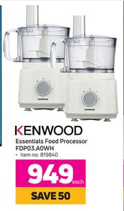 Special Kenwood Essentials Food Processor FDP03.AOWH Each m