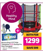  Bounce King 4.5 FT Kids Trampoline Plus Dunlop Pro Slam Swingball-For Both
