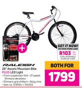 Raleigh 26" Ascent Mountain Bike Plus LED Light-For Both
