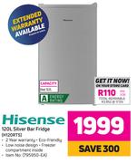 Hisense 120L Silver Bar Fridge H120RTS