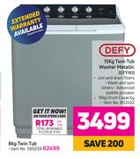 Defy 15kg Twin Tub Washer Metallic DTT151